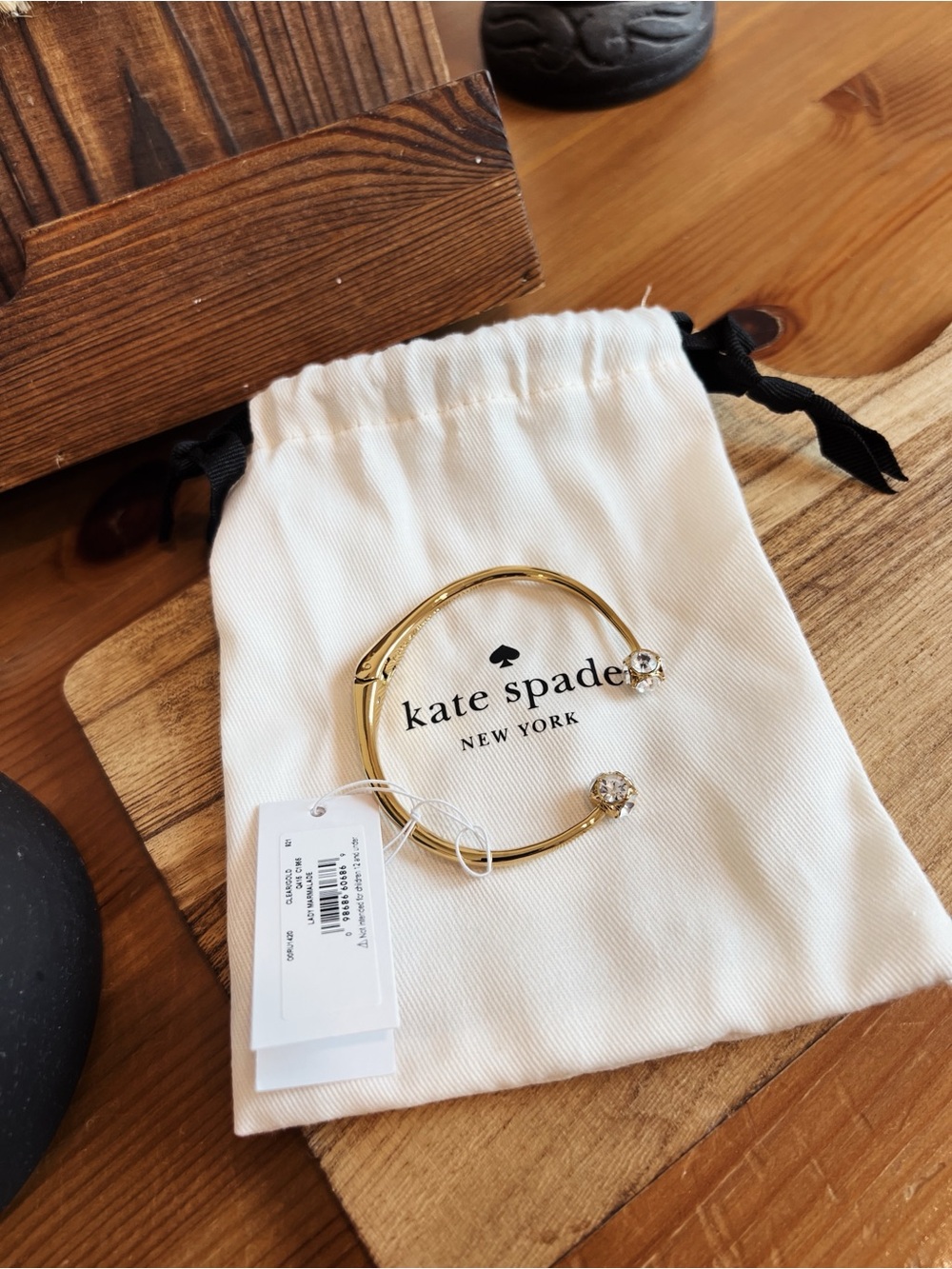 kate spade gold-tone cuff bracelet with crystal ends